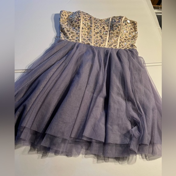 Used NIGHT by Teeze Me Purple Tulle and Cream Sequin and sparkle Formal Dress - Picture 7 of 11